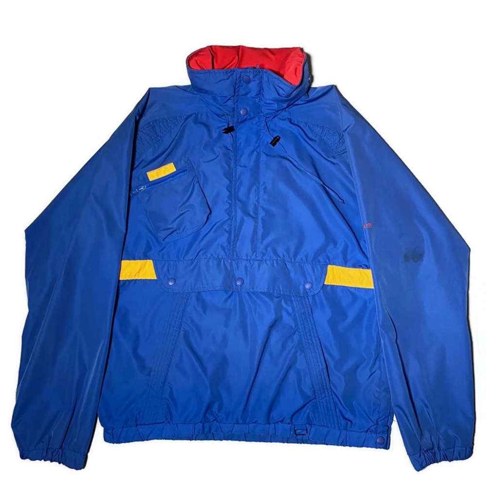 Obermeyer Mens Ski Jacket Blue Snaps 1/2 Zipper